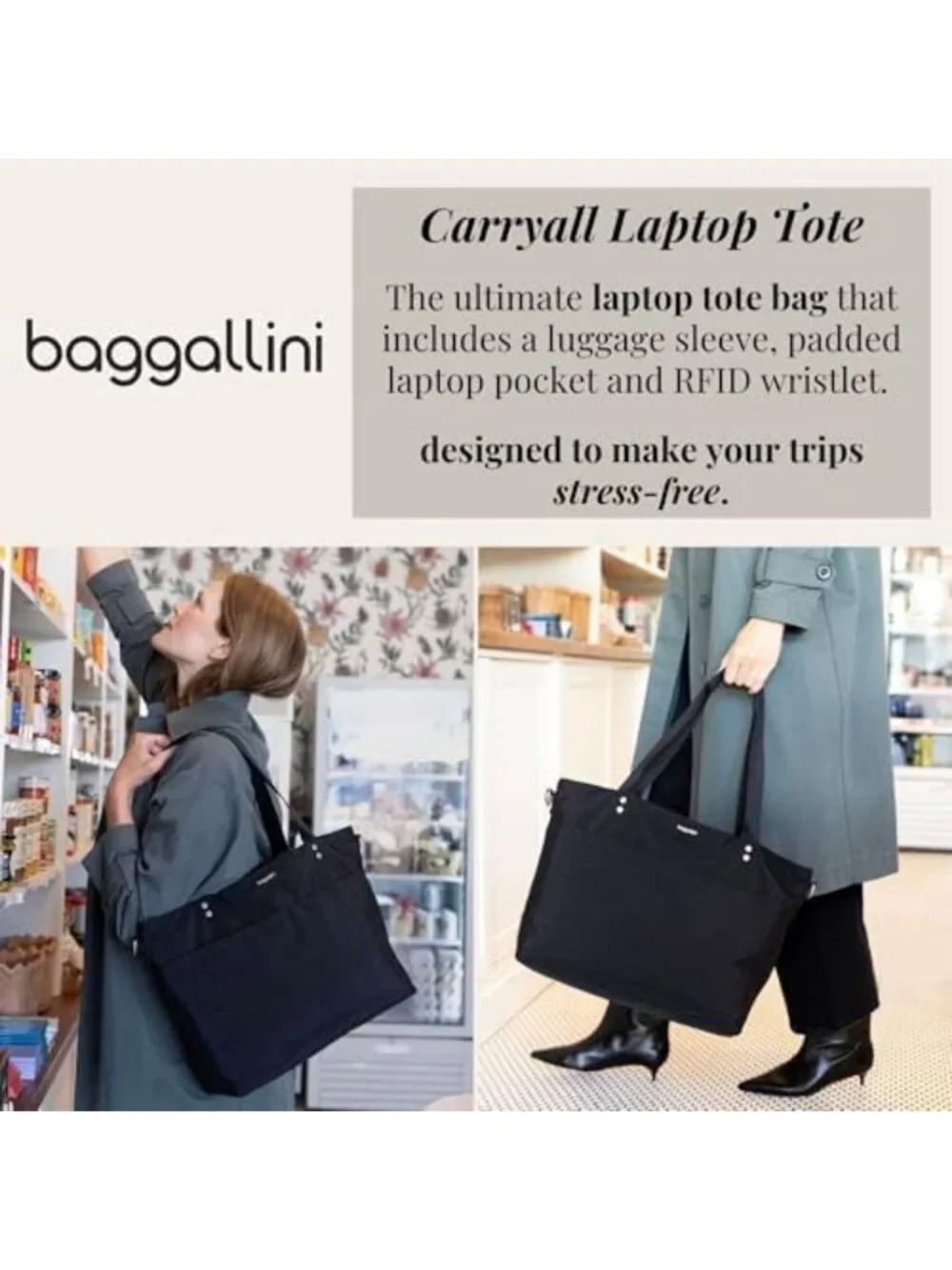 Stylish Laptop Tote Bag with Multiple Pockets, Perfect for Work & Travel